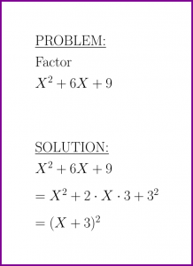 Factor X^2+6X+9 (factor polynomials) (problem with solution)